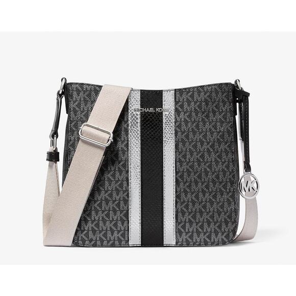 NWT Michael Kors Jet Set Travel Small Signature Logo and Metallic Messenger Bag - Picture 5 of 11